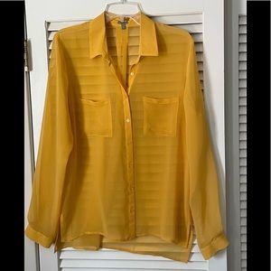 Charlotte Russe Sheer LS Yellow/Gold Blouse